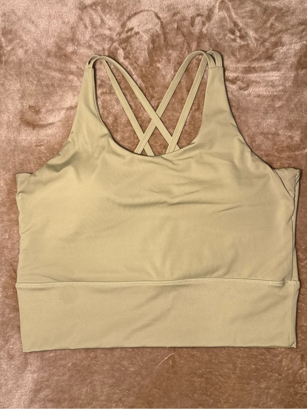 Crisscross Back Athletic Crop Top - Beige